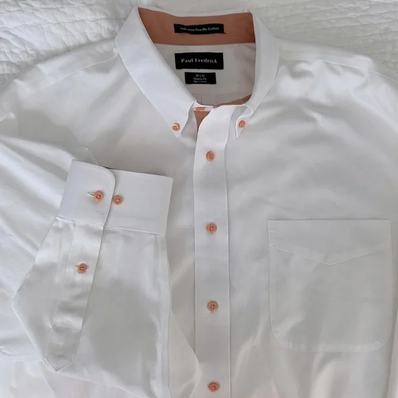 Paul Fredrick | Shirts | Paul Fredrick Classic Fit Shirt Noniron Two Ply  Cotton 8 X 36 Whitepeach | Poshmark